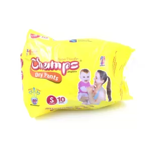 Small Champs Dry Pants Style Diapers Comfortable and Dry Baby Diaper Pants by Champs  Size S 10 PCS