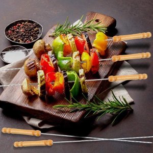 Grill sticks with Wooden Handle for BBQ Tandoor Skewers