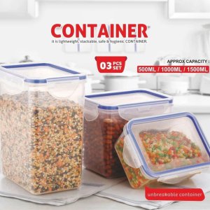 Plastic Food Storage Container set of 3 pc