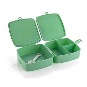 Versatile Double Layer Square Lunch Box with 4 compartments