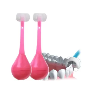 Toothbrush Soft Bristle Toothbrush 3 Sided Training Toothbrush with Silicone Head Inverted Cleaning Toothbrush for Aged 2-12 Children's Cleaning 1 PC