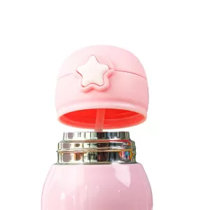 Kids Bottle Baby Cute Animals Prints Sipper for Hot n Cold Water Milk Juice with Bottle Cover Cup Zip Pocket & Straw for Outdoor Nursery School 600 ML