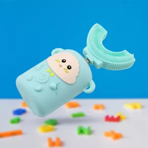 Electric Toothbrush with Light and Music Kids U Shaped 360° USB Rechargeable Plastic Automatic with USB Charging Function Plastic plus ABS for Kids