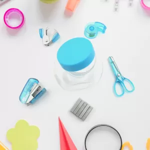 Mini Office Stationery Set Including Stapler Scissors Paper Clips Tape Dispenser Transparent Tape and Staples
