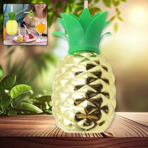 Plastic Tropical Pineapple Cups with Straw