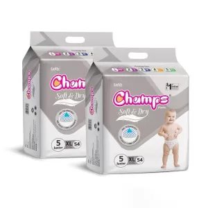 Baby Diaper High Absorbent Pant Diapers Champs Soft and Dry Baby Diaper Pants XL 54 Pcs