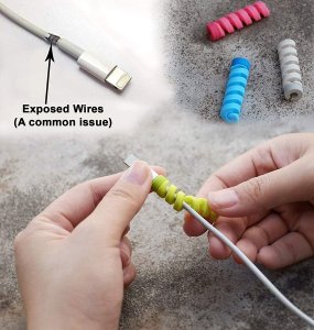 Spiral Charger Spring Cable Protector for Data Cable Pack of 4