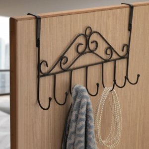 Decorative Over the Door Hanger Rack with 7 Stylish Hooks Metal Hanging Rack for Home & Office