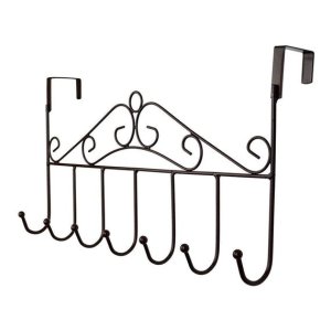 Decorative Over the Door Hanger Rack with 7 Stylish Hooks Metal Hanging Rack for Home & Office