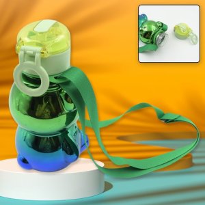 Cute Plastic Water Bottle with Adjustable Strap & Stickers
