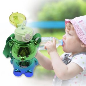 Cute Plastic Water Bottle with Adjustable Strap & Stickers