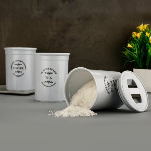 Damru Shaped Tea Coffee Sugar Canisters 3 PCS Set