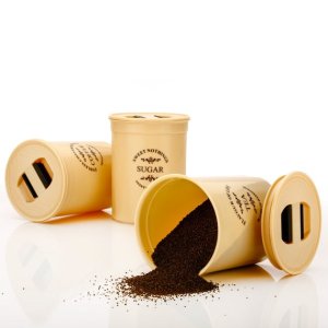 Damru Shaped Tea Coffee Sugar Canisters 3 PCS Set