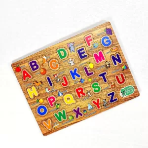 Educational puzzle wooden capital alphabets letters learning puzzle toy for kids.
