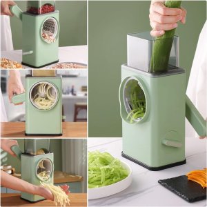 Stainless Steel Vegetable Chopper with 6 Blades & Brush