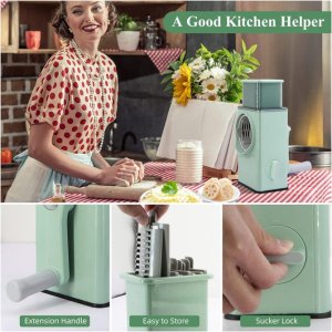 Stainless Steel Vegetable Chopper with 6 Blades & Brush