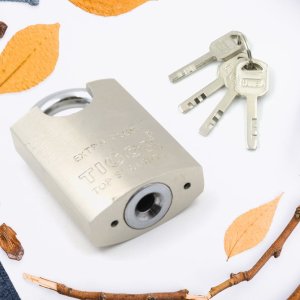 Black Iron Padlock Waterproof AntiTheft 4 Keys