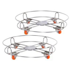 Stainless Steel Gas Cylinder Trolley with Wheels LPG Roller Stand 1 Pc