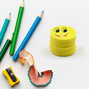 Cute Emoji Erasers Smile Face Rubber Erasers 4 Piece Set