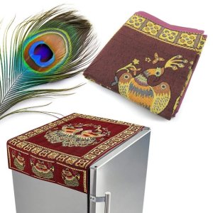 Cotton Fridge Top Cover Set Standard Peacock Design