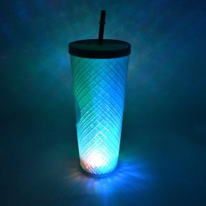 LED Cup with Straw Reusable Matte Studded Tumbler