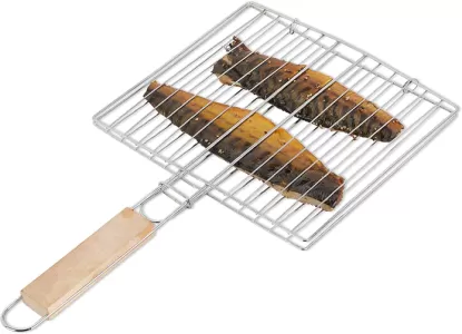 Shop the Kitchen Square Roaster Papad Grill Barbecue Grill with Wooden Handle
