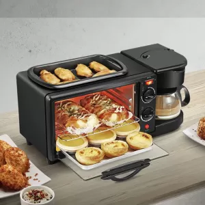 3 in 1 Breakfast Maker  Portable Toaster Oven Grill Pan and Coffee Maker