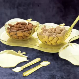 Apple Shape 2 Piece Serving Set  Bowl Spoon and  Tray  Dinnerware for Serving Snacks and Pickle