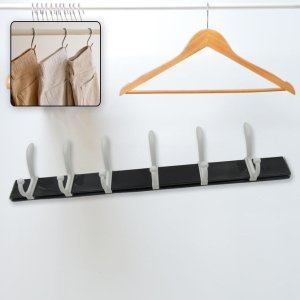 Wall Door Hooks Rail for Hanging Clothes 6 Hook Rack