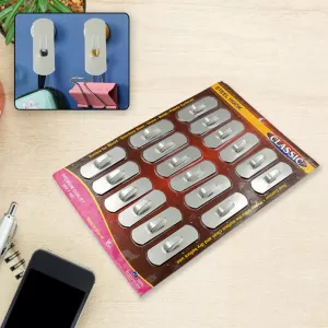 Multipurpose Stainless Steel Wall Hanging Hook Self Adhesive for Clothes Calender Bathroom Tiles Kitchen Key Hange 18pc