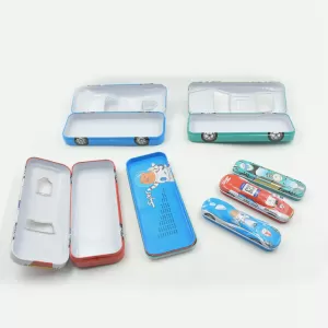 Car Shape Metal Compass Box with Small Compass Inside Stationery Pencil Case for Kids