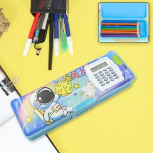 Double Sided Magnetic Geometry Box  Art Plastic Pencil Box for Boys and Girls