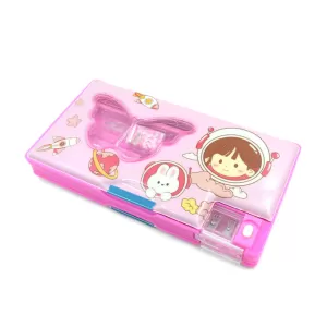 Printed Pencil Case for Kids Multi Compartment Compass Pencil Box with Sharpener Eraser Pencil and Scale  School Supplies