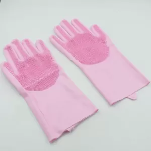 Buy Dishwashing Gloves with Scrubber  Silicone Cleaning Reusable Scrub Glove
