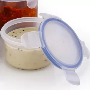 5 Pcs Set of Leak proof Plastic Liquid Round Airtight Food Storage Containers with Locking Lids  BPA Free Kitchen Container Transparent