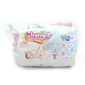 BABY DIAPER HIGH ABSORBENT PANT DIAPERS CHAMPS SOFT AND DRY BABY DIAPER PANTS XL 10 PCS EXTRA LARGE  XL10 PIECES
