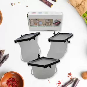Reusable Silicone Food Storage Bag  3 Bag Set  Leakproof Flat Bottom Freezer and Sandwich Bags