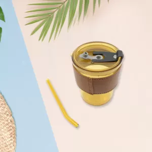 Heatproof Home Glass Coffee Mug Tea Cup with Glass Straw  Travel Friendly