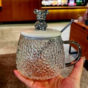 Premium Ceramic Coffee Mug with Lid & Spoon Luxury Quality Cup