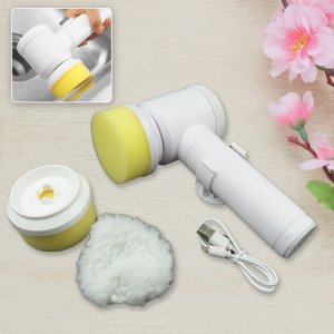 Multifunctional Magic Brush Portable Electric Cleaning Tool with 2 Replaceable Heads 5 in 1