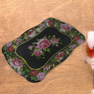 Premium Flower Print Stainless Steel Serving Tray