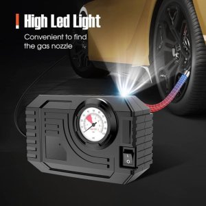 Portable 12V Air Compressor for Tires Bikes Balloons LED Light