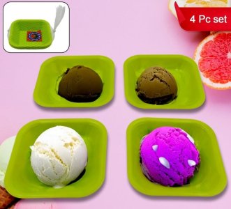 Small Square Ice Cream Plates 4Pcs Set