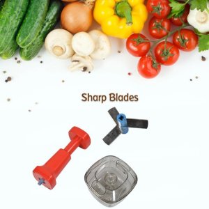 Manual Food Push Chopper with 3 Stainless Steel Blades