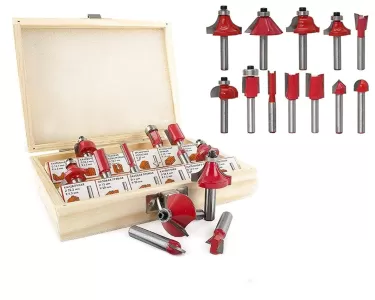 12 or 15pcs Tungsten Carbide Tipped Router Bit Set