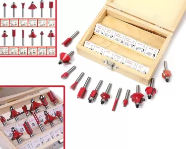 12 or 15pcs Tungsten Carbide Tipped Router Bit Set