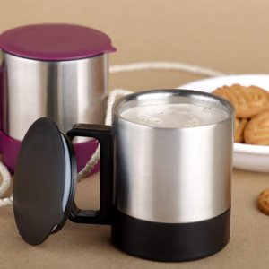 Stainless Steel Coffee Tea Cup with Lid and Handle