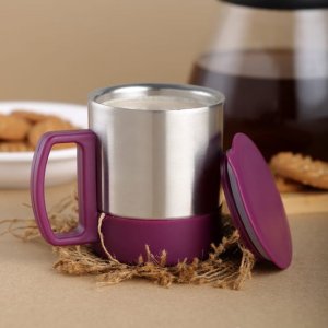 Stainless Steel Coffee Tea Cup with Lid and Handle