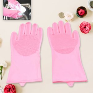 Silicone Dishwashing Gloves with Scrubber