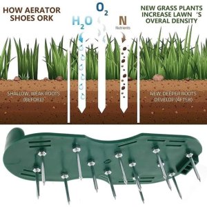 Lawn Aerator Sandals Green Spiked Shoes for Yard & Garden